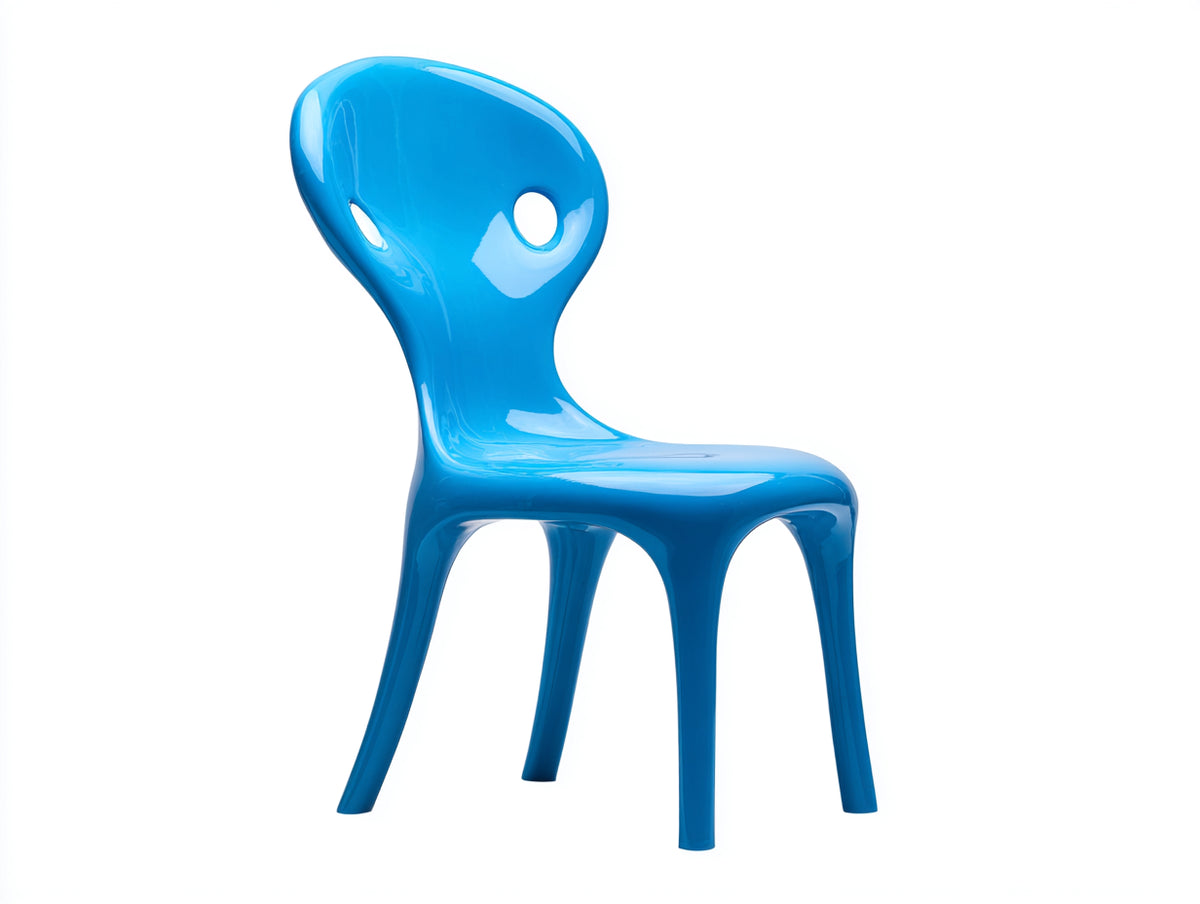 Silla de jardín-plástico de una pieza-55×57×86 cm-azul-Terraza-respaldo orgánico con aberturas
