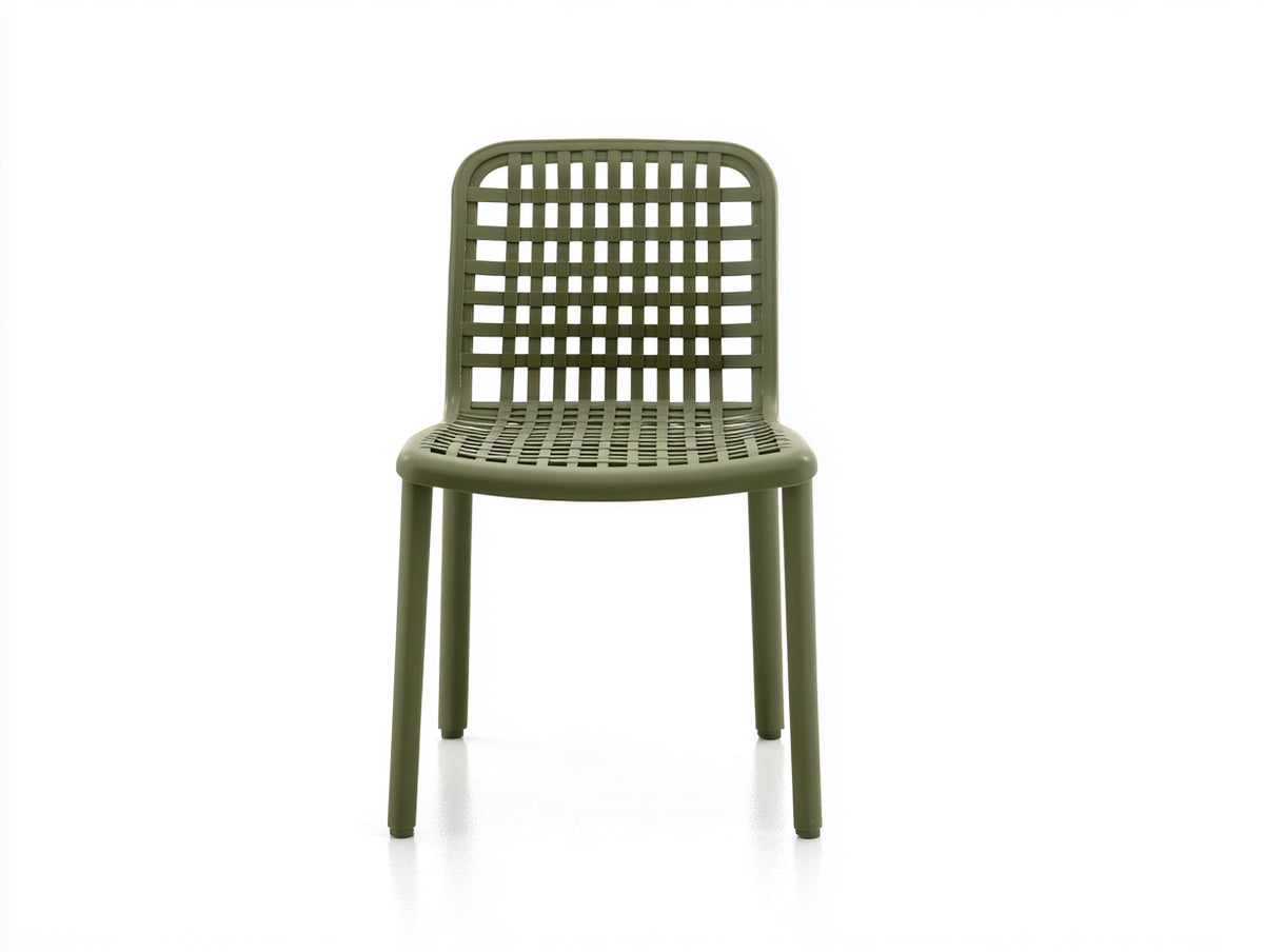 Silla de jardín-plástico-57×53×84 cm-verde oliva-Terraza-asiento calado de diseño moderno